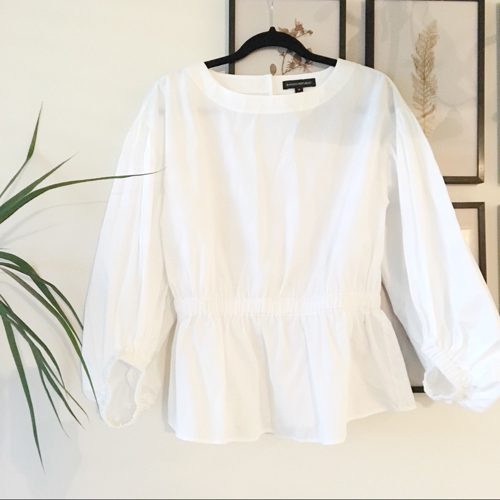 Pleated Bell Sleeve Top Banana Republic